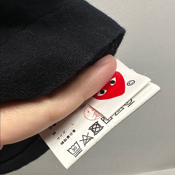 Comme des Garcons Play T-Shirt Tee Shirt Short Sleeve Cotton Solid Black Large - Picture 8 of 10